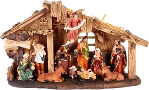 BRUBAKER Nativity Scene - Stable with 11 Resin Figurines (not re-arrangeable) - Picture 1 of 9