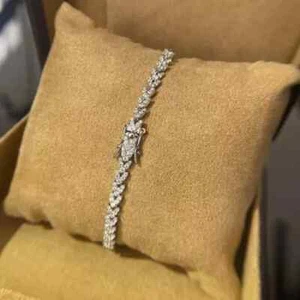 10Ct Round Cut Lab Created Diamond Women's Tennis Bracelet 14K White Gold Plated - Picture 1 of 4