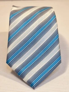 Essential Neckwear Blue and white Striped Polyester Necktie Business Formal Tie - Picture 1 of 6
