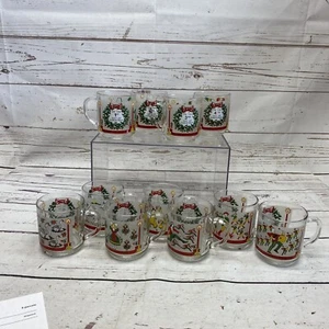 Vintage 12 Days of Christmas Henkel Tassen Gläser Set 1997 Missing Day 5 - Bild 1 von 9