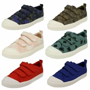 Unisex Kinder Clarks Hook & Loop Textil Canvas Schuhe City Flare Lo K - Bild 1 von 28