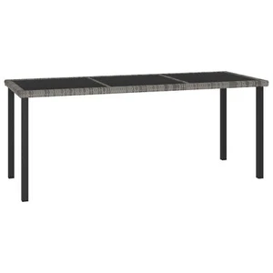 Garden Dining Table Grey 180x70x73 Poly Rattan L0S8 - Picture 1 of 5
