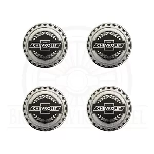 Chevy Chrome & Black Metal Wire Wheel Chip Emblems, Size 2.25", Set or Single - Picture 1 of 21