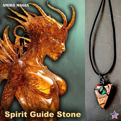 Uncut Gemstone Pendant Necklace Freyja Goddess Magic Portal Amulet Raw Stone Bib - Image 1 of 4