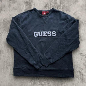 Guess Jeans Sweatshirt Mens Vintage Y2K Jumper Navy Large - Picture 1 of 2
