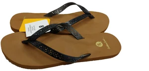 Women's Lightweight Foam Flip Flop Sandals Boho Black Straps Womens Size 9 - Picture 1 of 9