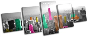 New York Skyline Pop Art City MULTI CANVAS WALL ART Picture Print VA - Picture 1 of 1