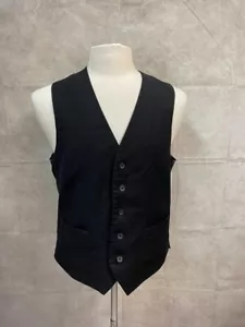 Pronto Uomo Platinum Vest Waistcoat Black V-Neck Button Front Size M - Picture 1 of 6