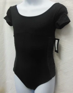 Bloch Pleated Side Panel Cap Sleeve Black Medium Child Style#TWL5982 - Picture 1 of 5