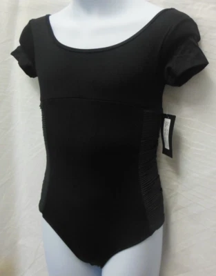 Bloch Pleated Side Panel Cap Sleeve Black Medium Child Style#TWL5982 - Image 1 of 4