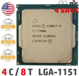 7th Gen Intel Core i7-7700K CPU 4.2 GHz (Turbo 4.5 GHz) 4-Core 8M LGA-1151 SR33A - Picture 1 of 1