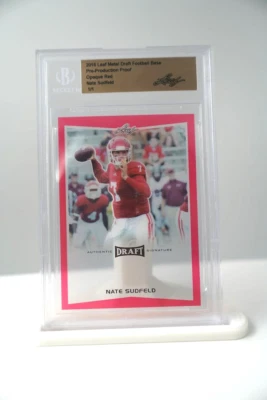 NATE SUDFELD 2016 LEAF METAL DRAFT BASE PRE-PRODUCTION PROOF 1/1 BECKETT - Image 1 of 2