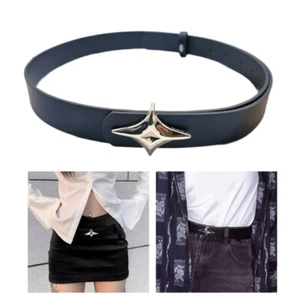 PU Leather Dress Belt for Women Simple Waistband Metal Star Buckle Waistband - Picture 1 of 11