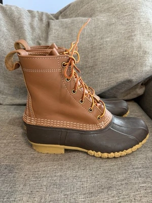 Botas LL Bean para mujer talla 7 cuero marrón aislado 175052 Foto 1 de 4