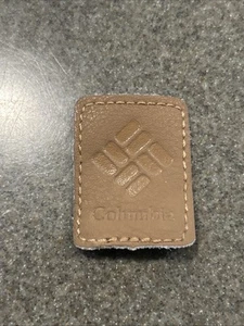 Columbia Stamped Leather Logo Patch Sew On Small 1 1/4” X 1 3/4” - Picture 1 of 4