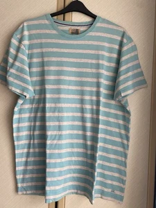 M&S X Large Mens 100% Cotton Turquoise Blue Summer Stripe T Shirt - Picture 1 of 5