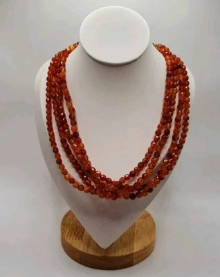 "Collar de cornalina naranja Jay King Mine Finds 4 hilos cierre de .925 18""" Foto 1 de 4