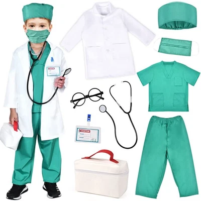 Disfraz de médico para niños Kit de juego simulado con abrigo de laboratorio Bolsa de transporte Accesorios H... Foto 1 de 4
