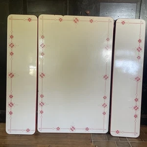 Vintage ENAMEL TABLE TOP w LEAF SET porcelain country farm cabinet hoosier Red - Picture 1 of 9