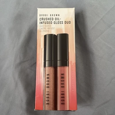 BOBBI BROWN Crushed Oil-Infused Lip Gloss Duo  BARE SPARKLE AND NEW ROMANTIC New - Image 1 of 4