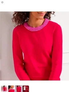 Talbots Neu mit Etikett rot Perlen Rundhalsausschnitt Langarm Pullover ~ M - Bild 1 von 13
