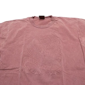 VINTAGE Harley-Davidson Hemd Herren L Pink Embossed Live to Ride Made USA Sturgis - Bild 1 von 9