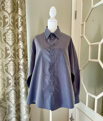 Рубашка Kenneth Cole Reaction обычный крой мужская размер большой серый с длинным рукавом - Изображение 1 из 4