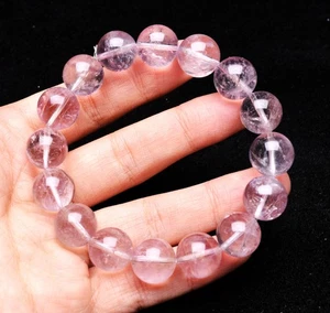13,2 mm Echtes Natürliches Lila Amethyst Kristall Edelstein Rund Perlen Armband - Bild 1 von 5