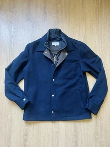 Reiss Lemar Hybrid Press Stud Overshirt Wool Men’s Small Navy Blue - Picture 1 of 10