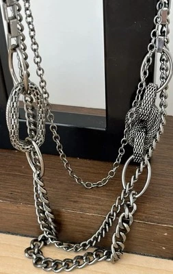 Premier Designs chunky chain necklace/ Silver Tone/ Measures 38-40 In Length - Image 1 of 4