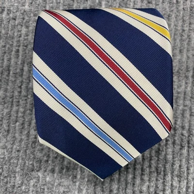 Brooks Brothers синий разноцветный Repp в полоску галстук шелковая смесь США Италия новый с Ярлыками - Изображение 1 из 4