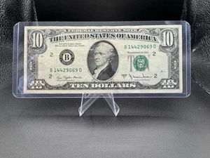 1977A $10 Federal Reserve Note 💵 New York B – Morton/Blumenthal – VF Circulated - Picture 1 of 2