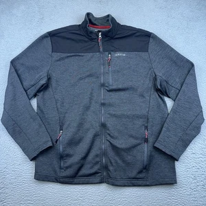 Orvis Jacket Mens Large Gray Black Full Zip Fleece Lined Zip Pockets Softshell - Picture 1 of 14
