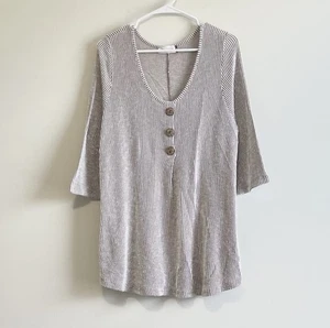 Star Vixen Boutique geripptes geknöpftes Damenoberteil 3/4-Ärmel braun Größe 3X - Bild 1 von 3