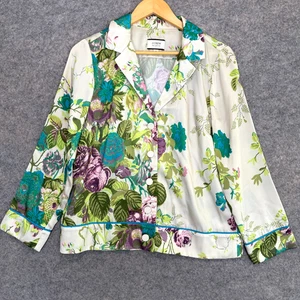J Crew Collection Floral Top Botón Chaqueta Ratti Hoja Satén Mediana Blusa - Imagen 1 de 12