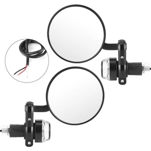 2pcs 7/8in Handlebar Rearview Mirrors With LED Turn Signal Amber White Light DSP - Picture 1 of 12