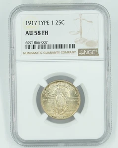 1917 NGC AU58FH Standing Liberty Quarter - Picture 1 of 3