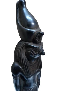 Figura Halcón Dios Egipcio HORUS Hecha a Mano Estatua de Piedra Basalto Negra Pesada - Imagen 1 de 20
