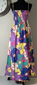 Neu ohne Etikett GAP Maxikleid mehrfarbig Blumen gesmokt Größe S Taschen Sommerkleid - Bild 1 von 11