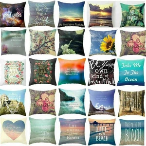 Cover Linen Cases Pillow Cover Throw Cotton Pillow Sea Declaration 18" Cushion - Picture 1 of 39