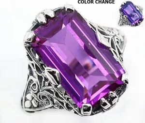 10CT Natural Alexandrite 925 Solid Sterling Silver Edwardian Look Ring Sz 6   - Picture 1 of 4