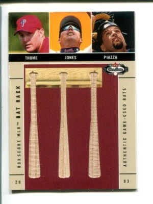 2003 Fleer Box Score Bat Rack Trio #/250 Mike Piazza Jim Thome Chipper Jones ⚾ - Image 1 of 3