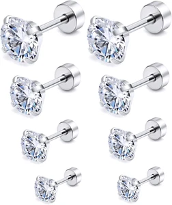 20G 18G Hypoallergenic Flat Back Earrings Studs for Women Men 316L Surgical S... - Picture 1 of 4