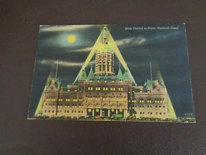Vintage Hartford, Conn. Color Postcard State Capital at Night 1948  - Picture 1 of 4
