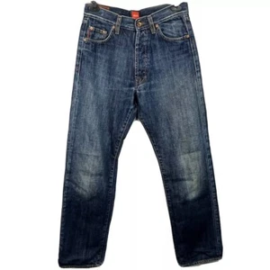 Vaqueros de mezclilla Hugo Boss naranja 30 x 32"" azul oscuro con botones mosca oscuro HB 1 recto - Imagen 1 de 7