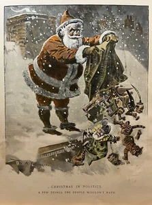 W.A. "ROGERS WEIHNACHTEN IN DER POLITIK HARPER'S WÖCHENTLICH 1894 WEIHNACHTSMANN 16""x 11""" - Bild 1 von 7