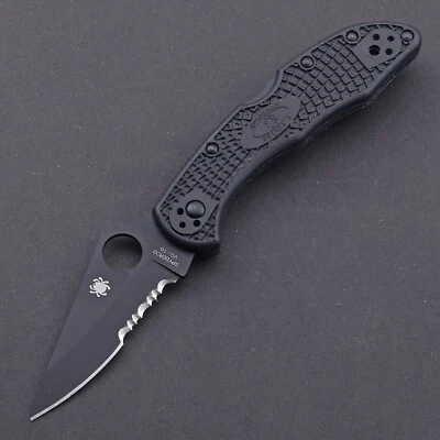 Fiber Glass Black Handle With Serrated Blade Pocket Folding Knife Lock Back Neu - Image 1 of 4