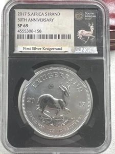 2017 South Africa Krugerrand 1 Oz Silver NGC SP69 Black Core DD64 - Picture 1 of 2