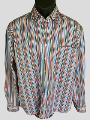 Camisa de vestir mediana con botones a rayas arco iris Neiman Marcus para hombre  Foto 1 de 4