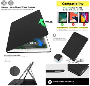 Case for iPad Pro 12.9 2017/2015 (Old Model,2nd Gen/1st Gen) Stand Folio Cover - Picture 1 of 12